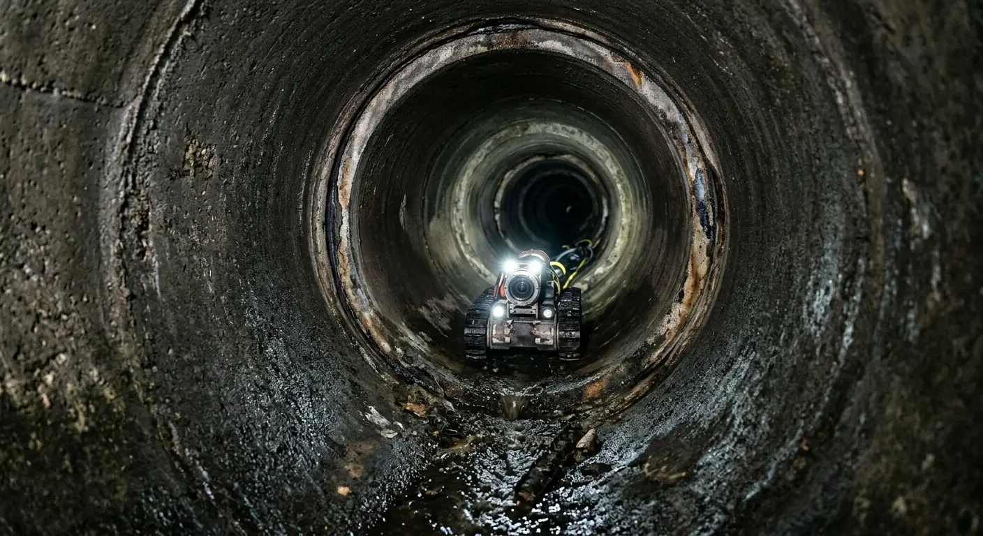Robotic sewer camera inspecting pipe interior for Drain Snake Service in Fort Lauderdale